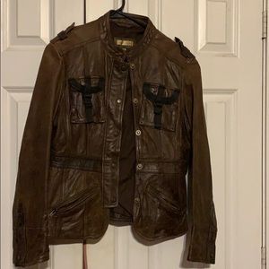 Vintage brown leather jacket #coat